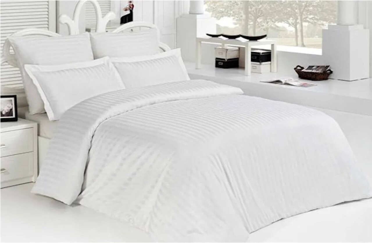 Lenjerie de pat King Size ET 2000 IMPEX, 200x220 cm, 4 piese, bumbac/poliester, alb - imagine 4